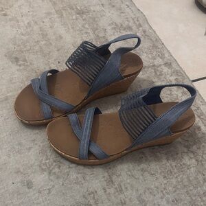 Skechers Navy and Brown Wedge Sandals